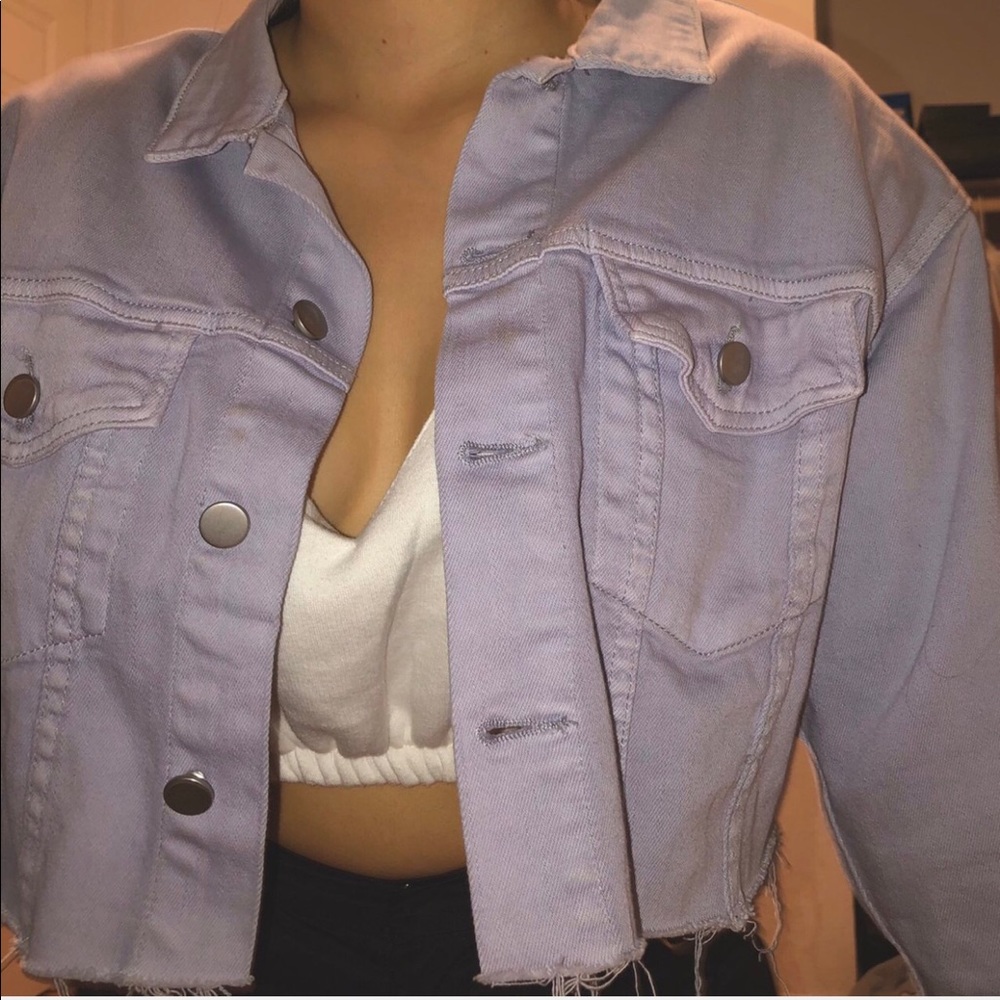 Dolls kill Lavender/purple cropped denim jacket